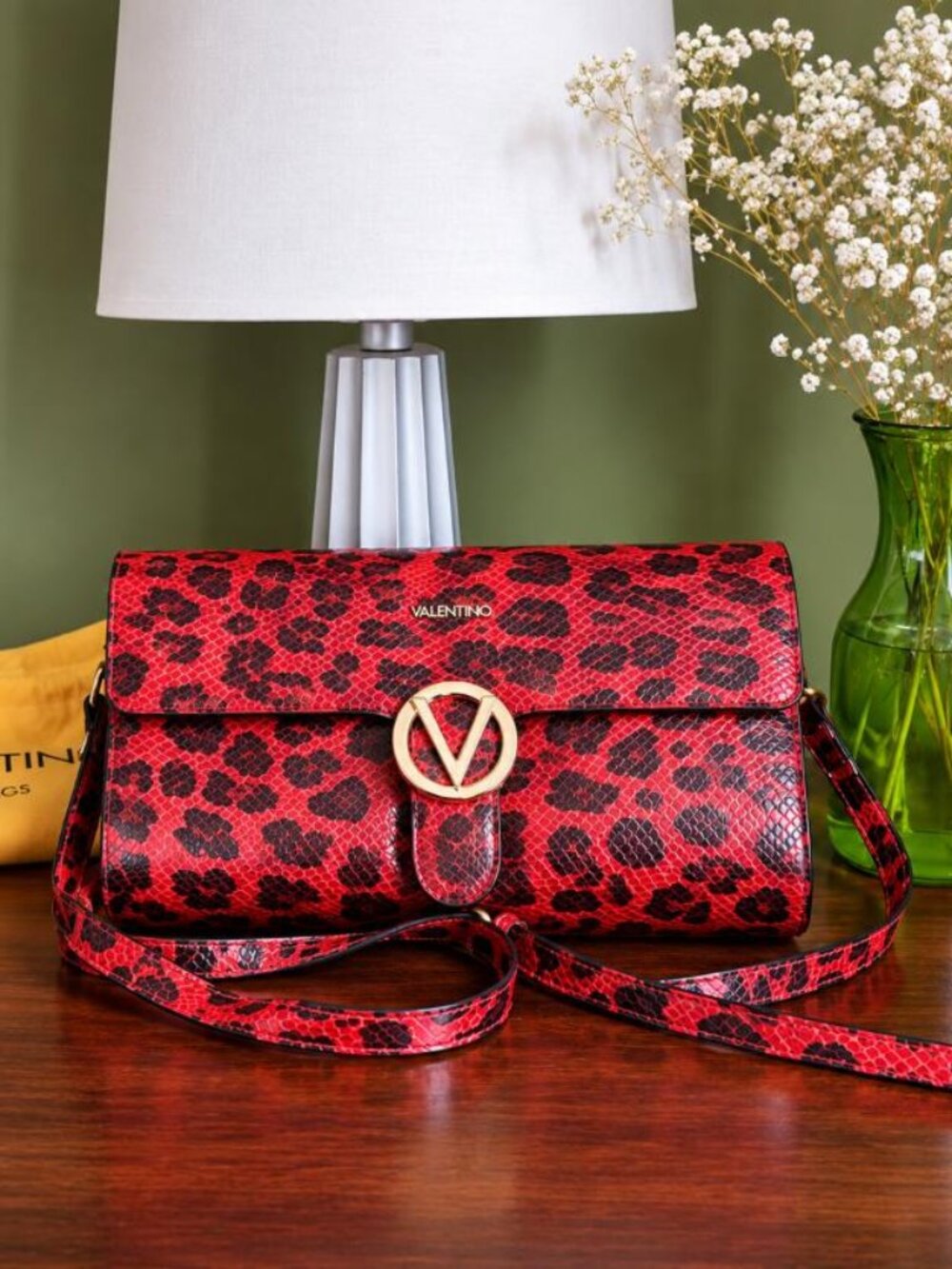 Valentino by Mario Valentino Red Leopard Print Crossbody / Clutch